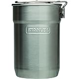 Stanley Adventure Camp Cook Set - 24oz Kettle with 2 Cups - Stainless Steel Camping Cookware with Vented Lids & Foldable + Lo