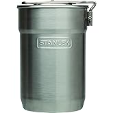 Stanley Adventure Nesting Two Cup Stainless Steel Cookset | 24 oz Pot and Lid with Fold & Lock Handle | Camping Essentials fo