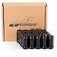 GAsupply 1/2x20 Black Lug Nuts 20pcs - 1/2-20 Long Closed End Bulge Acorn Lug Nuts Cone Seat - 1.9" 48mm Tall 3/4" 19mm Hex