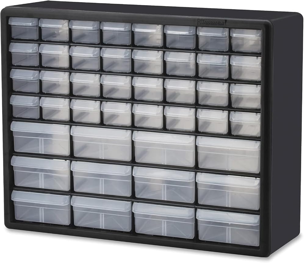 Akro-Mils 10144 44-Drawer Plastic Storage Cabinet Black 50.8 cm W
