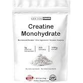 Ultra-Pure Micronized Creatine Monohydrate Powder - Maximize Strength, Power, and Muscle Growth - Unflavored, Gluten-Free (200 Servings, 1000g)