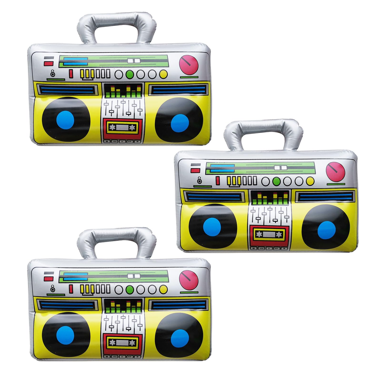 EUPSIIU 3 Pack Inflatable Boombox Radio Blow Up Speaker, Inflatable Balloons Musical Instruments Accessories, Rock Star Toy for Adult Disco Fancy Dress Retro Theme Party Hippie Costume Prop
