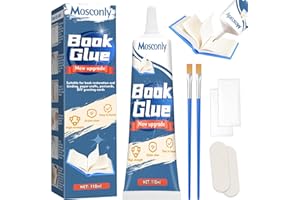 Book Glue 110ml, Premium Book Binding Glue, Clear Drying, Flexible, Strong Adhesive for Bookbinding, Books Repair, Scrapbooki