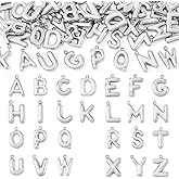 FASHEWELRY 52Pcs Alloy Letter Charms Silver Smooth Alphabet Letter A-Z Initial Charms Dangle Charm Letters for Initial Jewelry Making Necklace Bracelets Keychain DIY Crafts