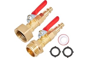 Kbrotech Winterize Blowout Adapter,1/4 Inch Male Quick Connecting Plug and 3/4 Inch GHT Hose Thread.with Ball Valve and Teflon Tape for Blow Out Water to Winterize Sprinkler Systems (Couple)