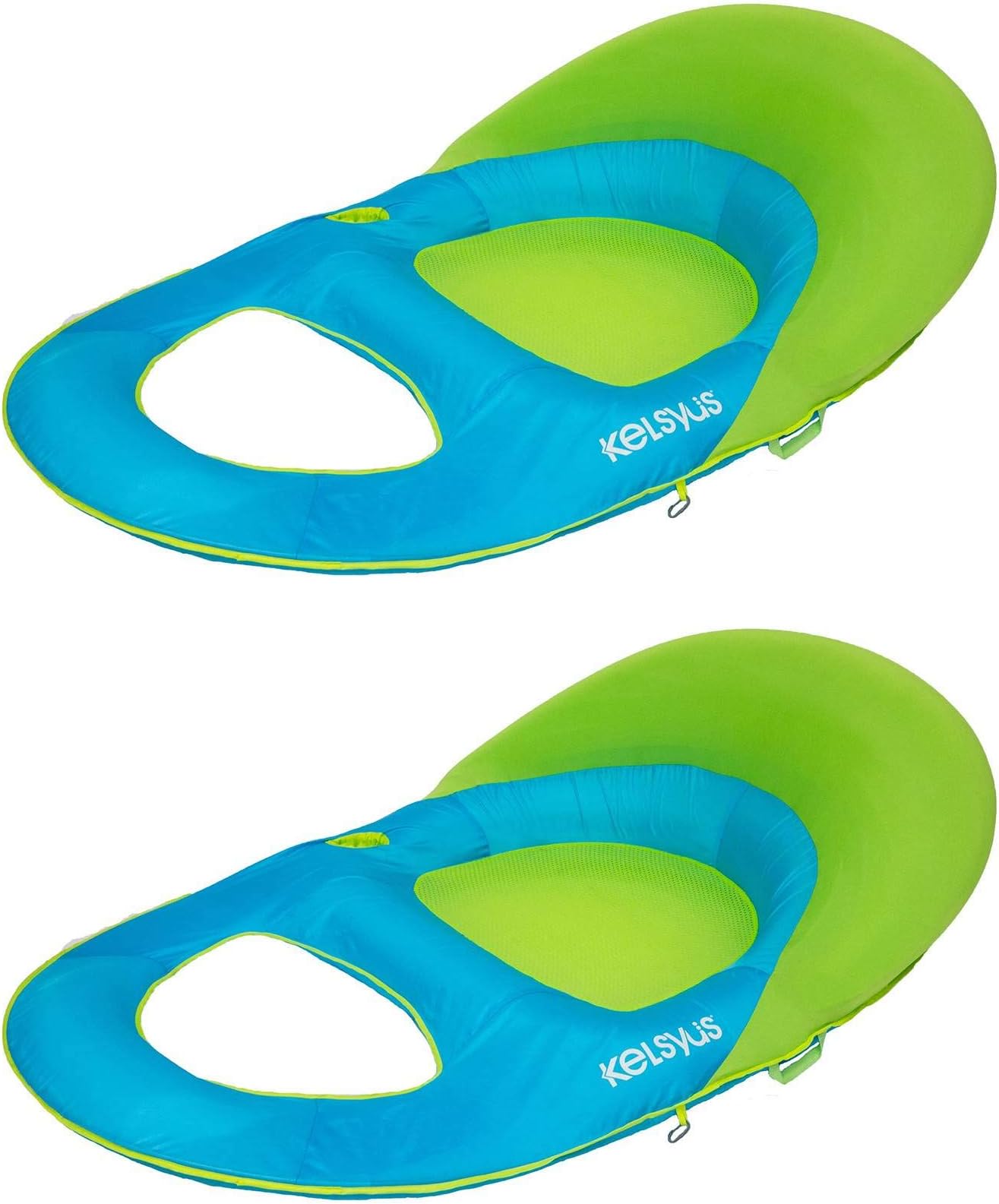 Kelsyus Deluxe Inflatable Mesh Floating Chaise Lounger, Green/Blue (2 Pack)