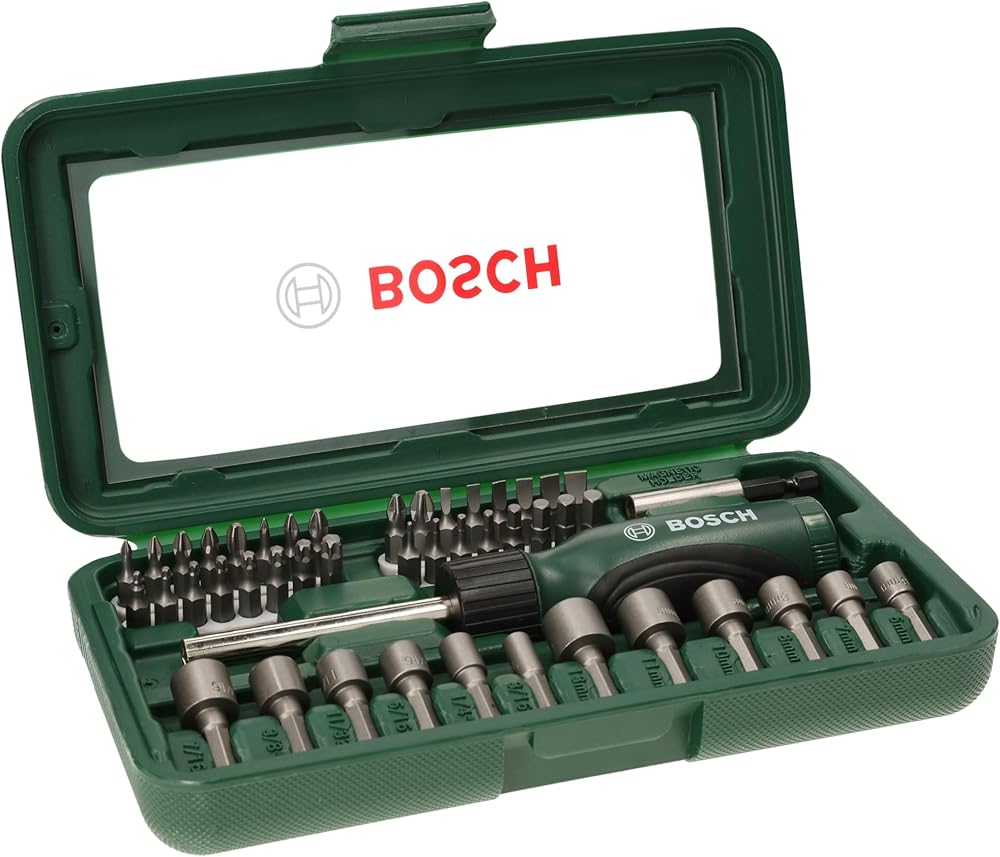 Bosch 46pc Screwdriver Bit Nutsetter Set PH PZ Hex T S Manual Driver Case