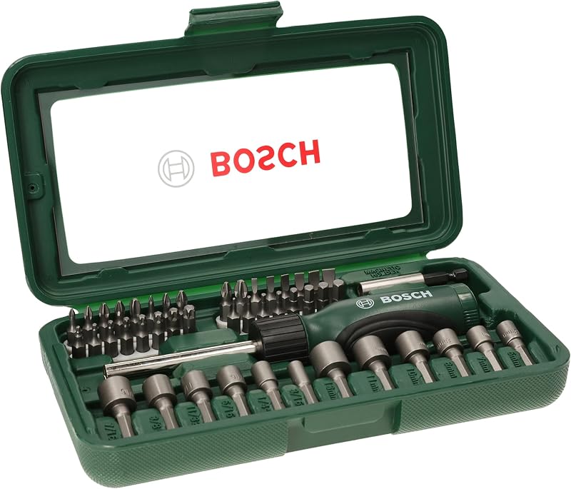Bosch 46pc Screwdriver Bit Nutsetter Set PH PZ Hex T S Manual Driver Case