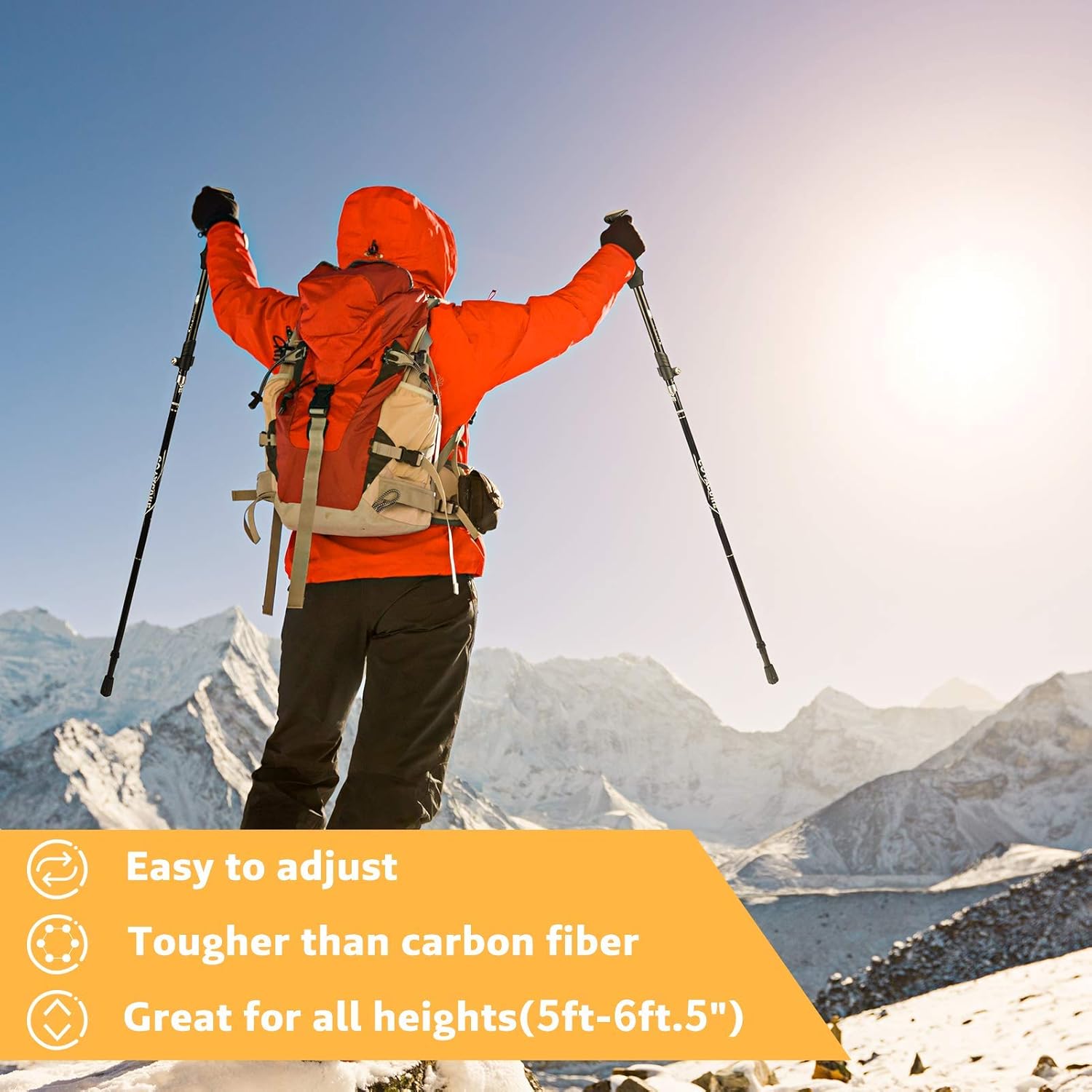 Trekking Poles Collapsible Hiking Poles - Aluminum Alloy 7075 Trekking Sticks with Quick Lock System, Telescopic, Collapsible, Ultralight for Hiking, Camping(Black) : Sports & Outdoors