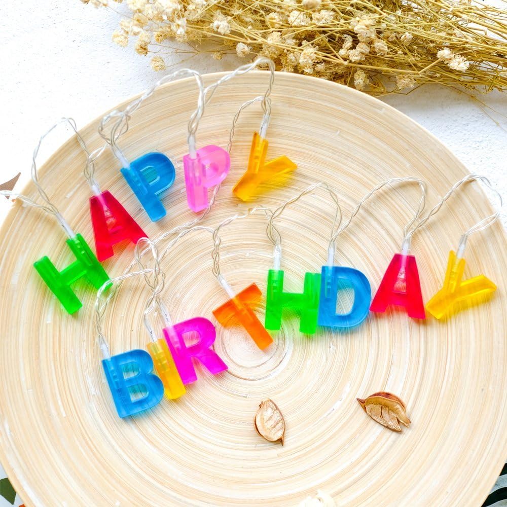 Happy Birthday String Lights Party Decorations Lighting 13 LEDs Letter [Energy Class A+]