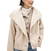 Ru Sweet Womens Winter Cropped Wool Blend Peacoat Notched Lapel Double Breasted Short Overcoat Jackets