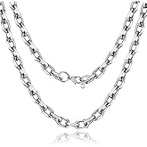 Stainless Steel Chain for Men,Silver/Black/Gold Plated Rolo Cable Chains Necklace Mens 5mm/7mm/9mm/12mm Width,18"-30" Hip Hop Accessories Jewelry Gifts for Father's Day Valentine's Day Christmas