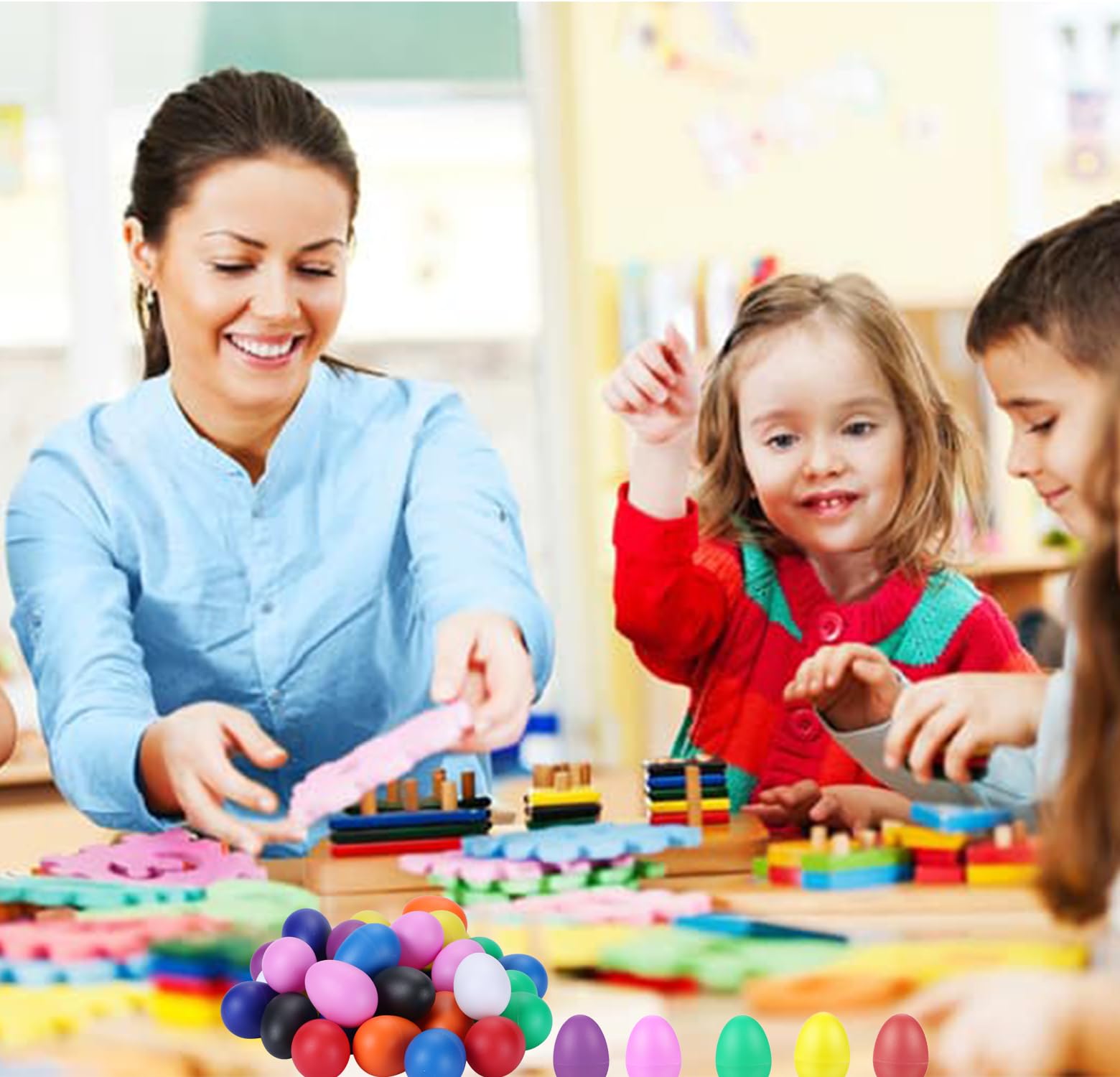 COCOMOON Egg Shakers Musical Instruments for Babies- 20Pcs Musical Maracas Percussion Instrument (10 Colors) Easter Egg Plastic Egg Shakers Kids Toys