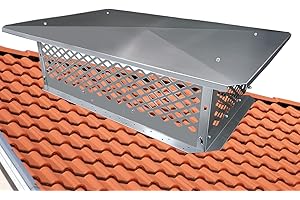 BUYYAH Chimney Cap, 17" x 29" Chimney Cover, Adjustable Bottom to Fit Outside Existing Clay Flue Tile Dimensions 14.7" x 26.7" to 19.4" x 31.4", All Stainless Steel Structure, w/Meshes, Bolts, Screws
