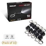 RISEMART Mini LED Keychain Flashlight, Ultra Bright Key Ring Tiny Light Torch, Pack of 10 Black bright led keychain flashlight, Batteries Included