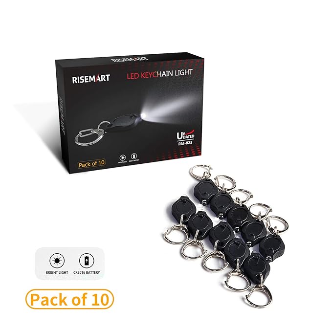 RISEMART Mini LED Keychain Flashlight, Ultra Bright Key Ring Tiny Light