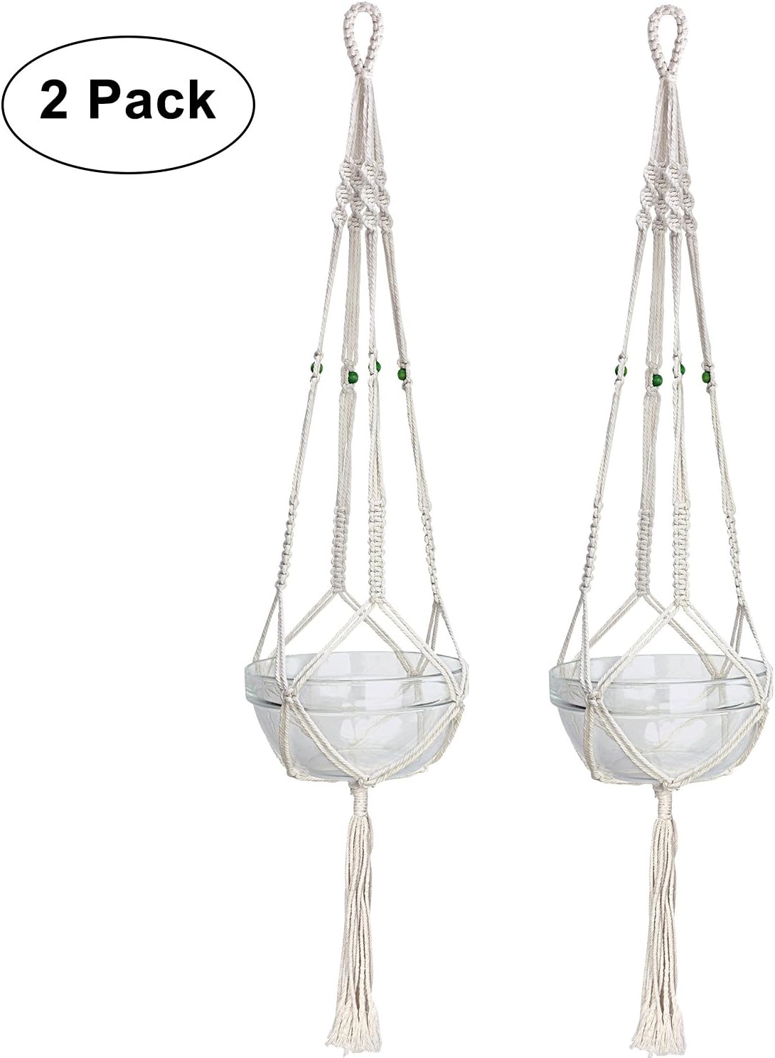 GLOCITI Macrame Plant Hanger Indoor Outdoor Hanging Plant Holder Rope Plant Hanger 39 Inch