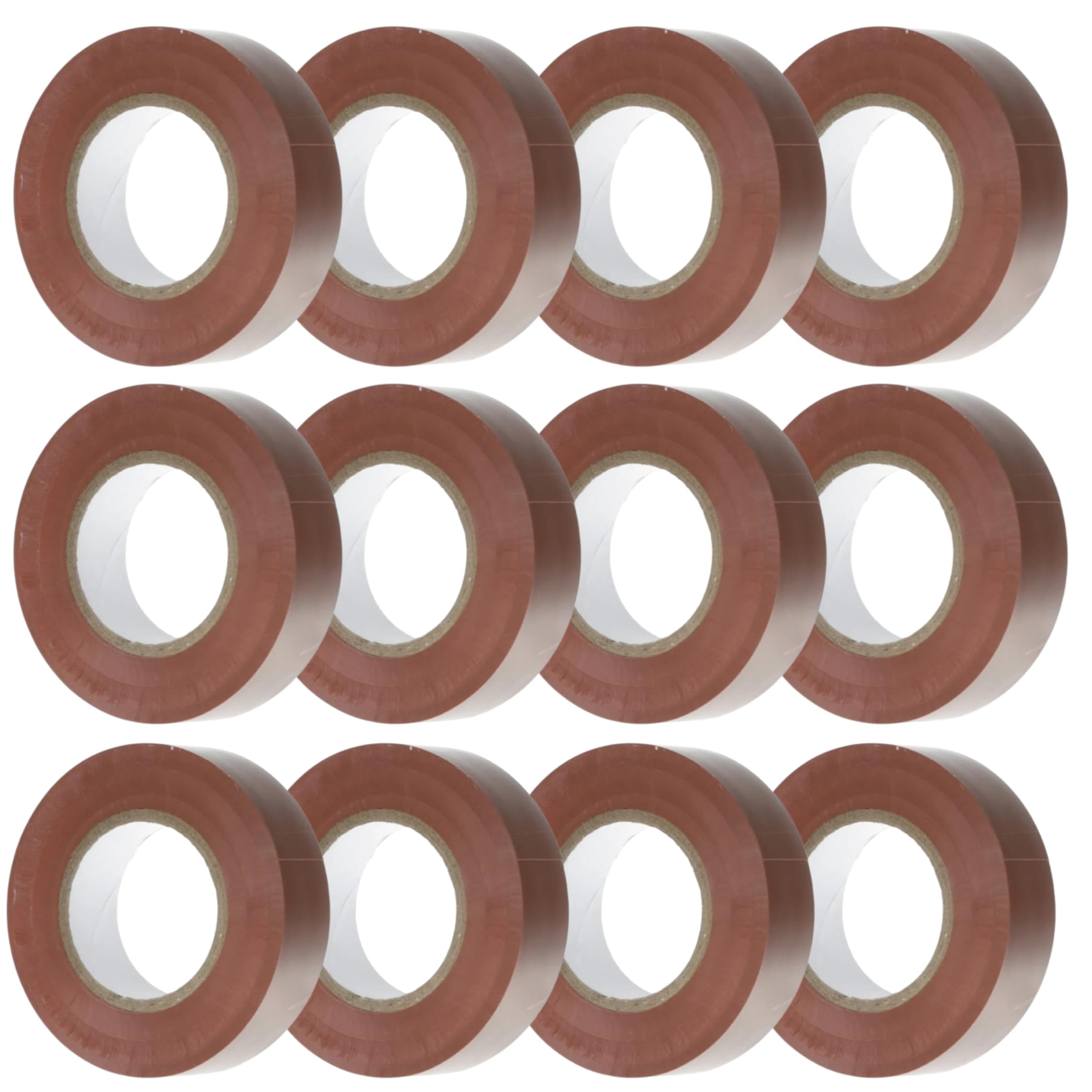HomeBerg Brown Electrical Tape - 19mm x 10m - Moisture and Heat Resistant Tape, PVC Strong Self Adhesion White Tape, Multipurpose Electrical Insulation Tape for Electric Wires, DIY (Brown, 12 Pack)