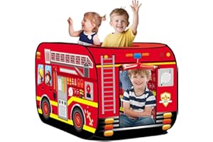 Dolanus Fire Truck Play Tent Pop up for Kids Age 3, Playhouse Toys for 3 4 5 Kid Years Old Toddlers Boys Girls, Indoor Outdoo