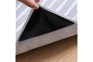 Lahome 12 PCS Rug Tape, Non Slip Rug Gripper for Hardwood Floors Tiles, Reusable Carpet Tape for Area Rugs, No Residue Rug Pads Grippers Keep Corners Flat(Black)