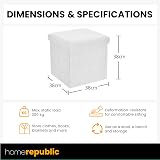 Home Republic Storage Ottoman Padded Bench 38x38 Boucle White view 5