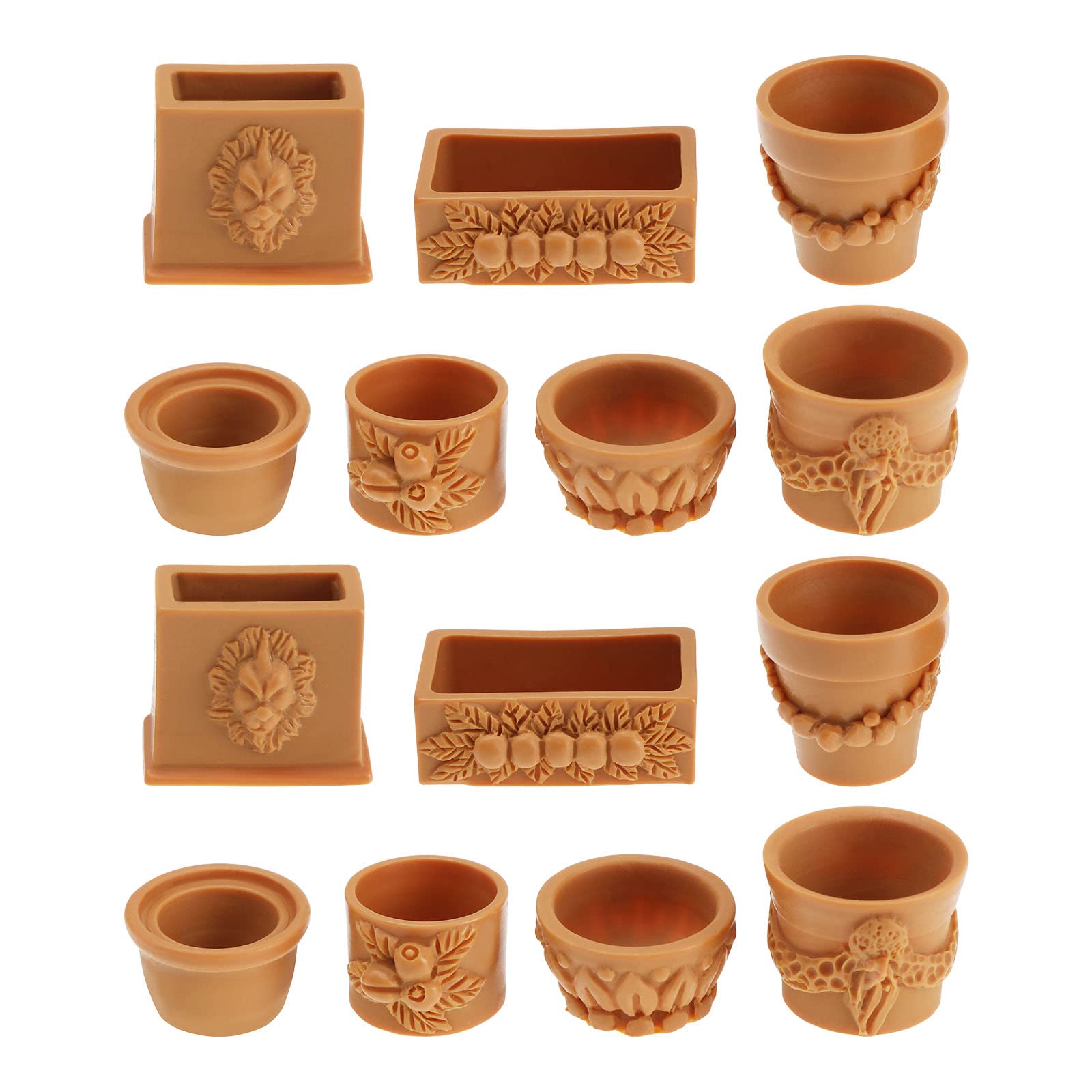 eMagTech 2 Sets (14PCS) Dollhouse Flower Pot Miniature Plant Terracotta Pots Simulation Bonsai Pot Fairy Garden Landscape Decoration for Dollhouse Garden Decor