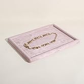 GemeShou Gemehou velvet Jewerly display tray, Top Microfiber Jewelry storage organizer plate, Empty Jewelry showcase tray for Necklace Bracelet Ring Earring Watch (Pink-Medium, 11.8 x 8.7 in)