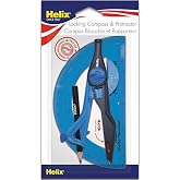 Helix - Compass and Protractor Set - Plastic Locking - 2 Pieces | Ideal for Math Students - Precise Drafting and Drawing - Accurate Geometry Tools - Essential School Supplies