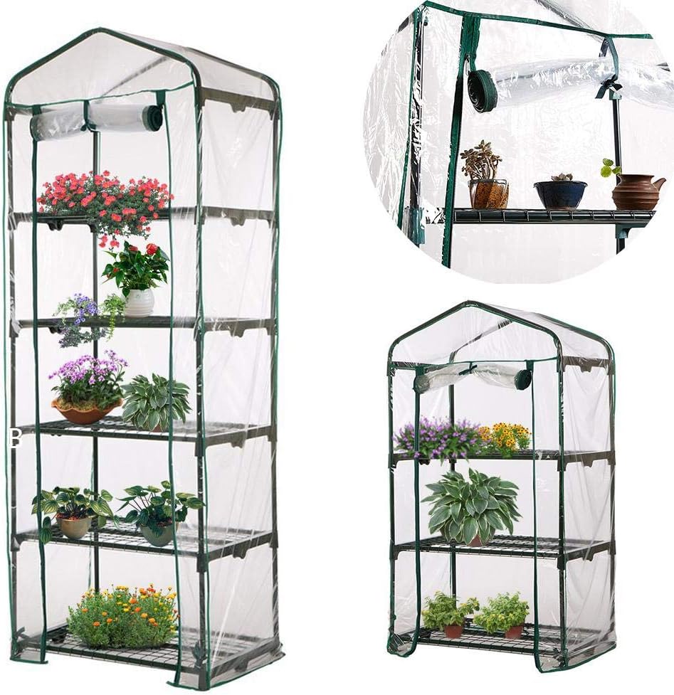 guoxia74534 3 Layer Mini Household Plant Greenhouse Cover, PVC Warm Waterproof Portable Garden Tent, for Indoor Outdoor Seeds Herb Flower Growing (without Iron Stand)