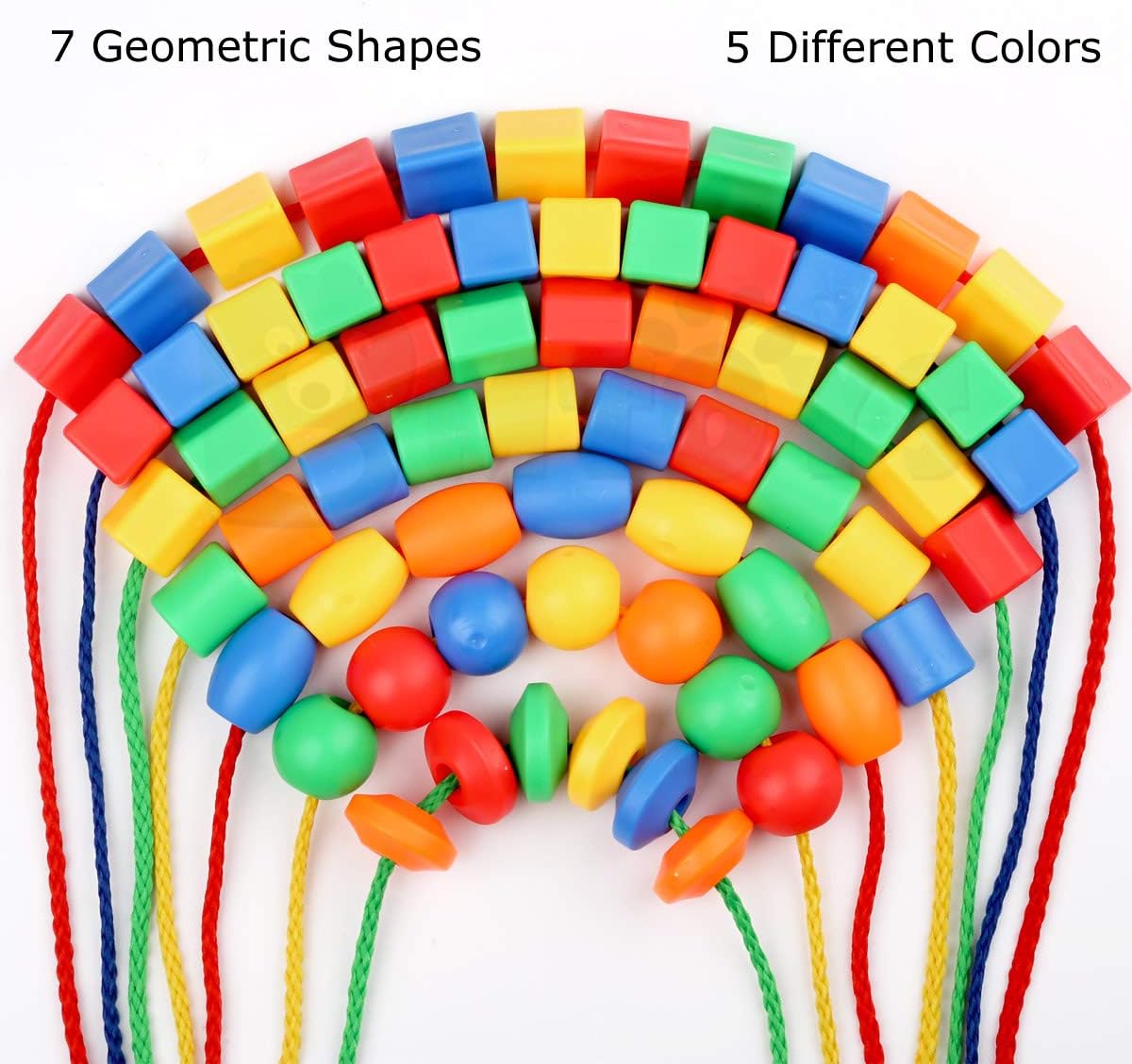 BMTOYS Threading Beads for 5 Year Olds, 70 Stringing Lacing Beads Crafts Toy with Travel Bag - Image 4