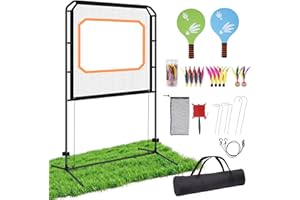 KULAMOON Portable Paddle Games with Net, Pickleball Yard Game Set, Indoor & Outdoor All-in-1 Paddle Sport Set, Like Fun Pickleball, Badminton, Tennis, Jianzi for Adults Family Backyard