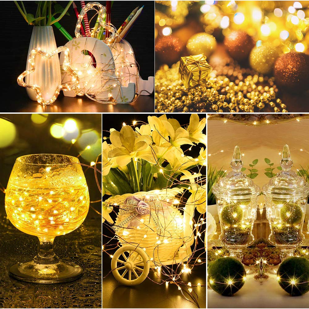 Rarlight 33ft 100 LED String Lights Dimmable with Remote Control, Waterproof Outdoor & Indoor Decorative Lights for Bedroom, Garden, Patio, Parties (Copper Wire Lights, Warm White)