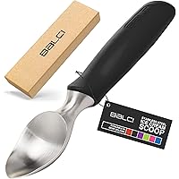 BALCI Ice Cream Scoop - Heavy Duty Stainless Steel Icecream Scooper With Non-Slip Rubber Grip - Professional Metal Ice-Cream 
