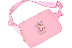 Uygafly Personalized Belt Bag for Women Girls - Fashion Mini Waist Packs with Adjustable Strap - Trendy Travel Fanny Pack Crossbody Bags with Initial Letter - Teen Gifts | Pink,Pink C