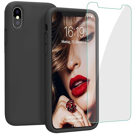 JASBON Hülle für iPhone XS Max, Silikon Handyhülle mit Kostenfreier Schutzfolie Schutz vor Stoßfest/Scratch Schutzhülle Bumpe