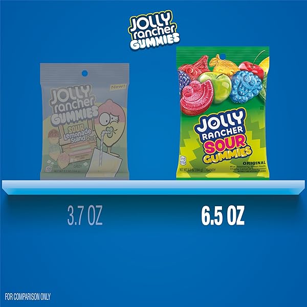 JOLLY RANCHER SOUR GUMMIES ASSORTED FRUIT FLAVORED CANDY BAG, 6.5 OZ