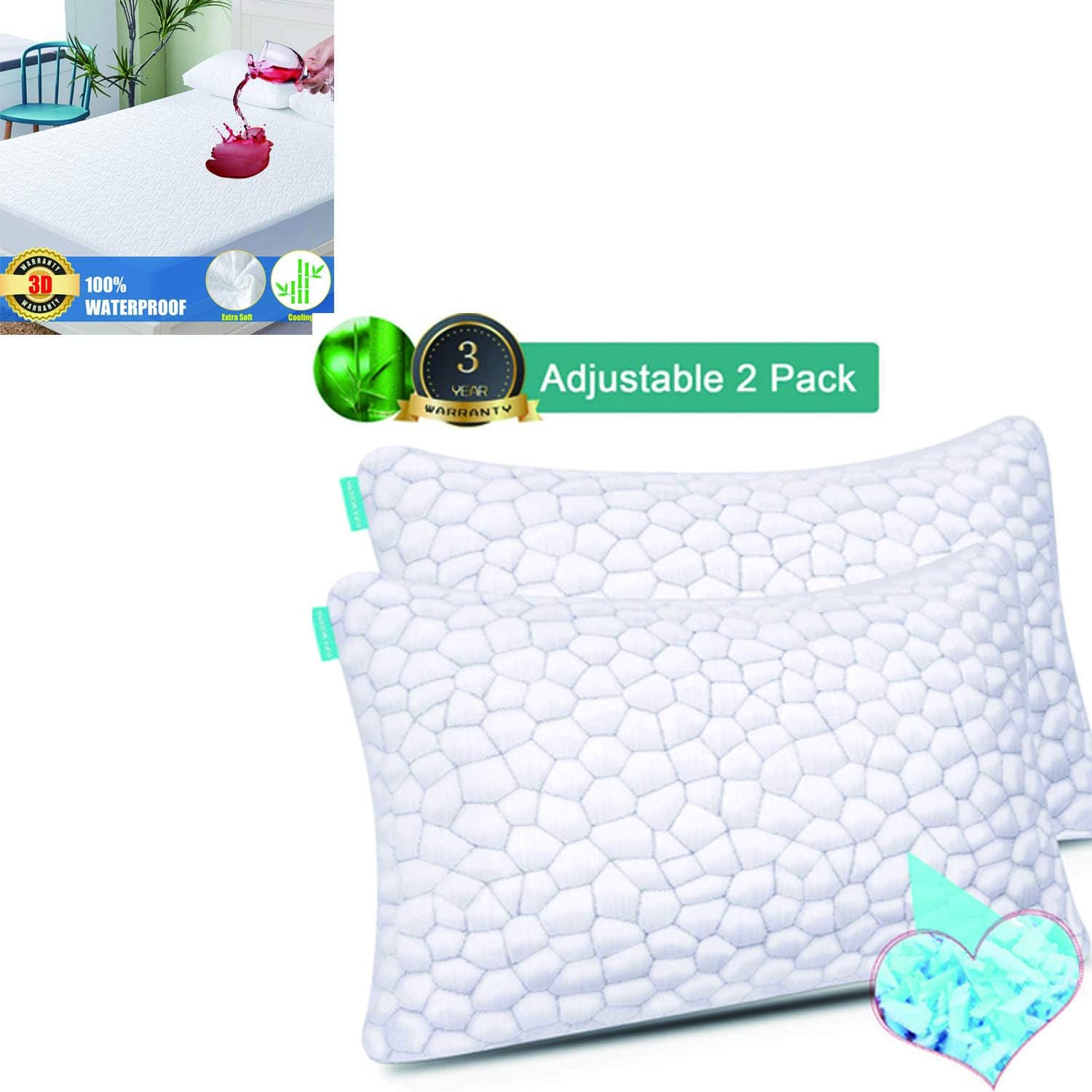 Cooling King Size Mattress Protector with 3D Air Fabric