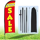 Buryeah 7 x 5.4ft Sale Feather Flag Large Sale Sign Flag Sign with Pole Kit Huge Banner Flag with Rope for Retail Store Outside Garden Business Advertising(Red)
