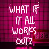 Gdbkabf Neon Sign, What If It All Works Out Neon Signs for Wall Decor - Pink Motivational LED Light for Home, Office, Room - USB Powered Light Up Sign Decorations