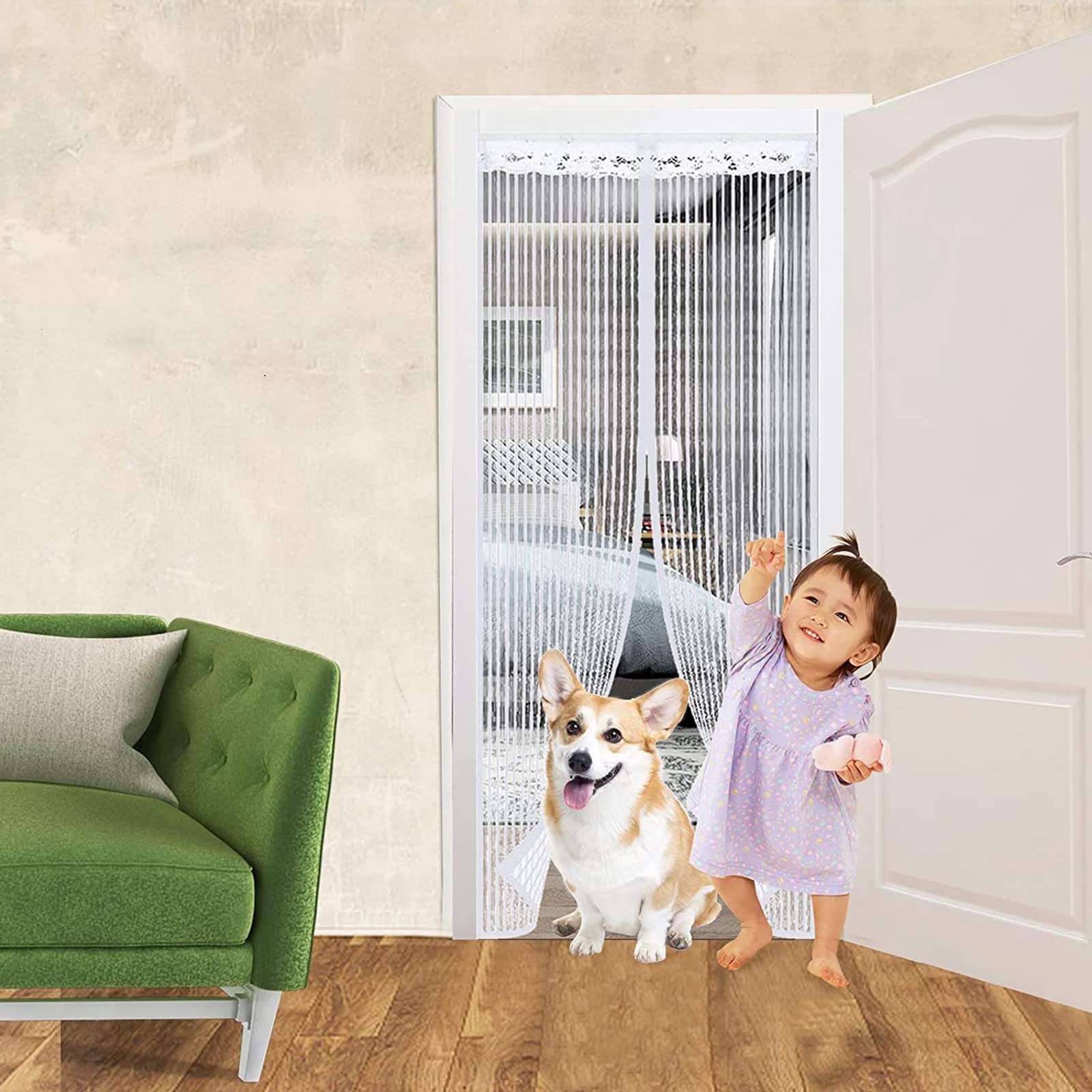 Magnetic Fly Insect Screen Door, Anti Mosquito Mesh Fly Curtain,Door Screens for Keeping Bugs Out, Fly Nets Screen Mesh Curtain Fits Door Up to 90 x 210 cm