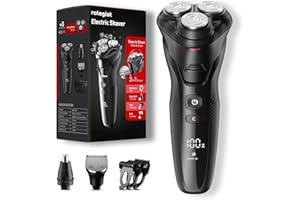 rategist Cordless Electric Razor for Men: 3-in-1 Shaver for Beard/Nose/Sideburns - IPX7 Waterproof Travel Kit - Turbo Speed & Precision Blades,Eclipse Black​