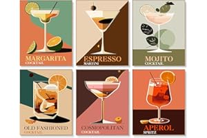 OFFITO 6 Pack Paint by Numbers Kit for Adults Beginners - 8x10 Inch Cocktail Adult Paint by Number Kits on Canvas, Cocktail DIY Acrylic Oil Number Painting Kits for Adults, Perfect for Gift Home Decor