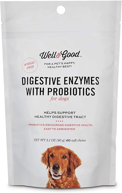 well & good digestive enzymes & probiotics chewable dog tablets