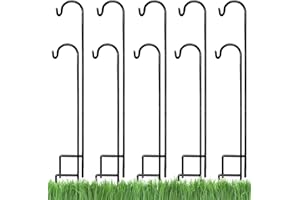 AshmanOnline Ashman Shepherds Hook 10 Pack Black, 35 Inches Tall, Made of Premium Metal for Hanging Solar Light, Bird Feeders, Mason Jars, Garden Stake and Wedding Décor.