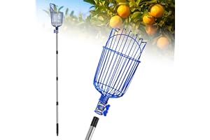 Ginbel Direct Fruit Picker Pole with Encrypted Basket Segmented Fruit Picker Pole Tool for Apple Avocado Cherry Lemon Mango Orange Peach Picking(40-130")