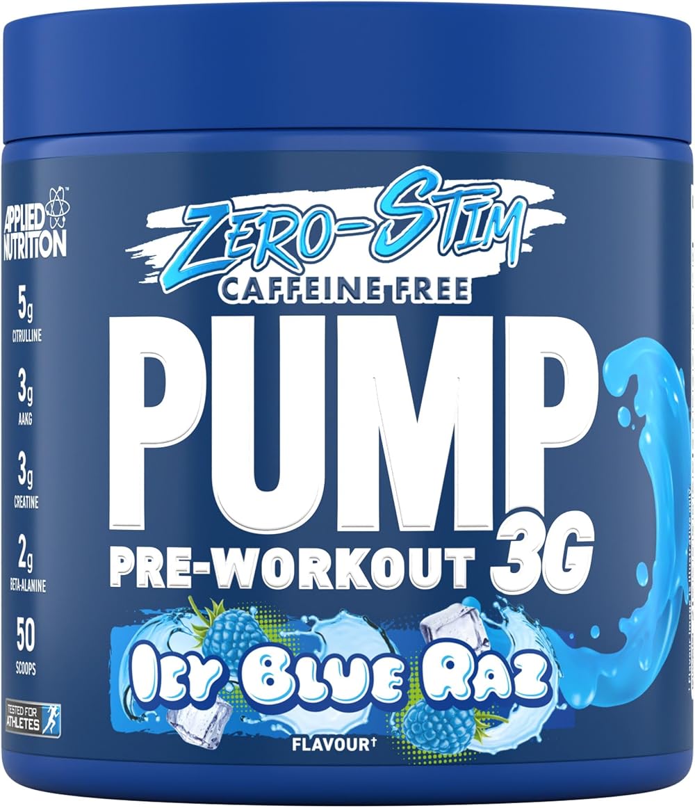 Applied Nutrition Pump Zero Pre Workout Zero Stim 375g ICY Blue Raz