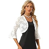 Allegra K Lace Shrug for Women's Evening Open Front Bell Sleeves Elegant Bolero Cardigan