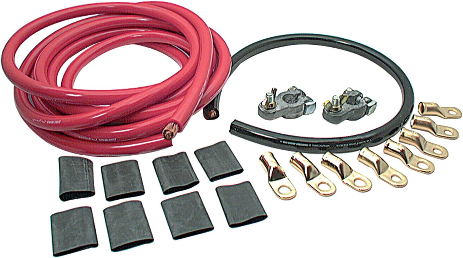 Allstar ALL76110 Kit Cavo Batteria 2 Gauge – 4,6 M Positivo + 0,6 M Negativo, Terminali E Anelli, Per Auto E Batterie Post