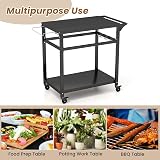 TANGZON Outdoor Grill Cart with 4 Lockable Wheels 108x50x88cm view 7