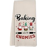 Yorhifa Funny Gnome Christmas Kitchen Towels, Tea Towels for Baking, Christmas Gnome Kitchen Decor, 16x24 Inches